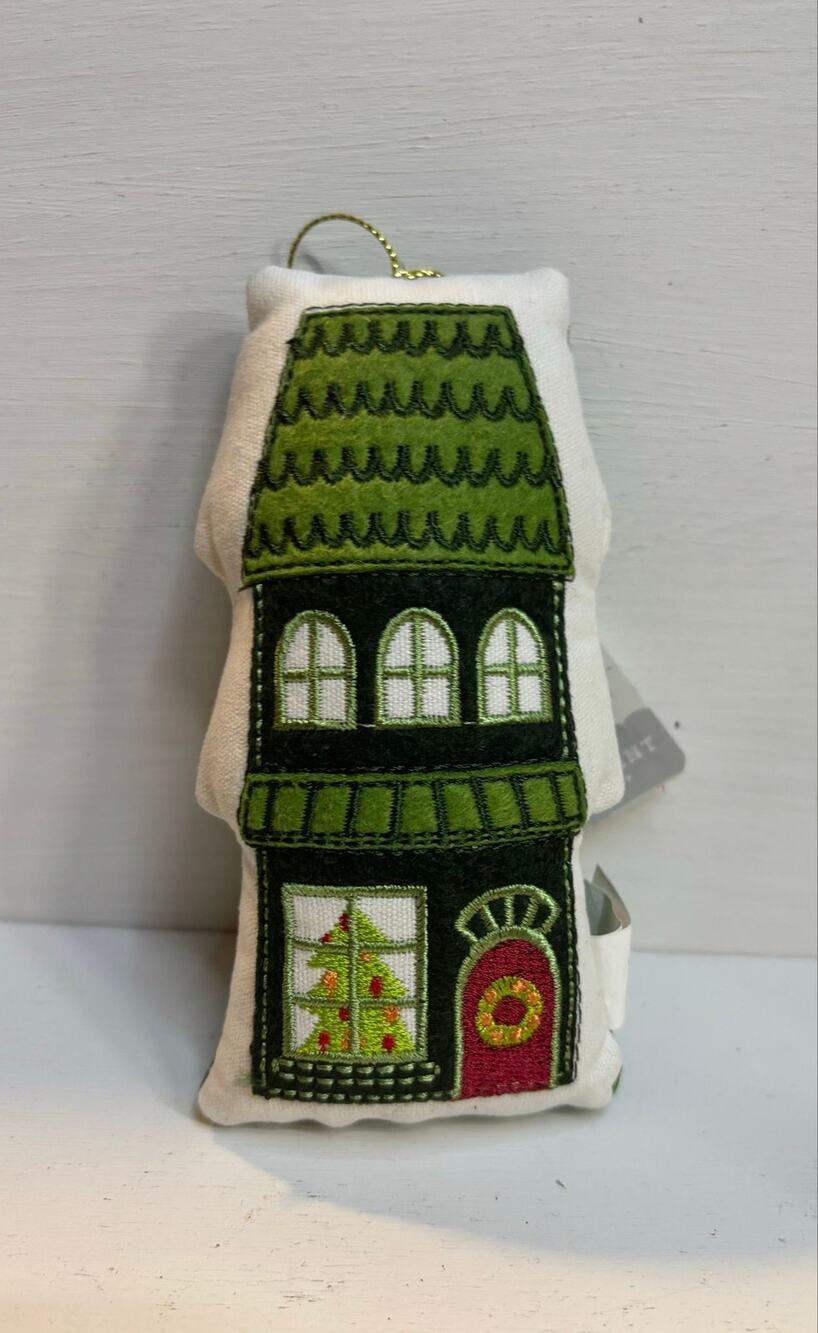 Wondershop Fabric Christmas village House  Christmas Ornament